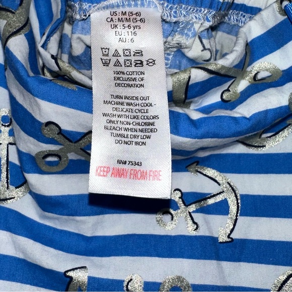 Anchor Skort Shorts - Blue & White Stripes With Bow - Girls Size Medium 5/6 EUC - Picture 3 of 4